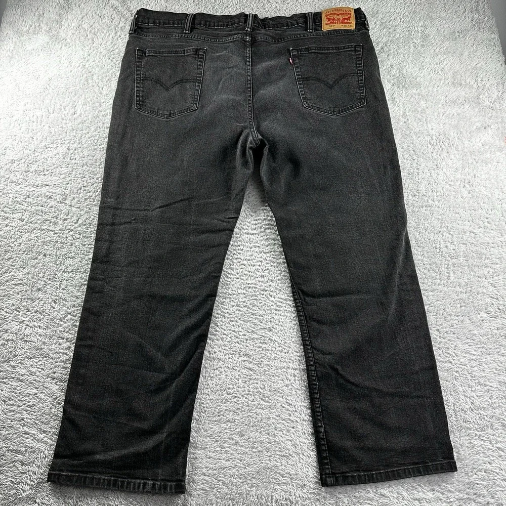 Levi's 514 Black Jeans Mens 48x30 Straight Fit Stretch Clean Fade Goth Retro